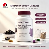 Capsules d'extrait de sureau, supplément alimentaire à la vitamine C et au zinc, formule personnalisable, qualité certifiée, marque privée OEM