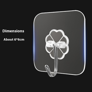 Crochet Mural Transparent Adhésif Sans Perçage Robuste en Acier Inoxydable et Plastique pour Cuisine, Salle de Bain ou Porte - Product Image 2