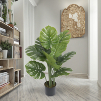 Haute qualité en plastique exotique Monstera deliciosa en pot vert réaliste feuille plante artificielle pour la décoration de jardin à la maison