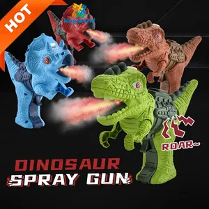 Plastic Electric Mini Sound Light Spray Smoke Dinosaur Gun Toys Kid's Water Spray Fog Tyrannosaurus Gun With Light And Music No