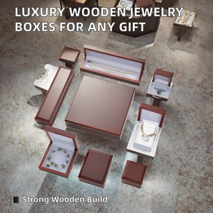 Multi-Size Glossy Wooden Texture Jewelry <b>Box</b> Set, Rigid Jewellery <b>Gift</b> Case for Ring Earring <b>Necklace</b> Bracelet Packaging - Product Image 2