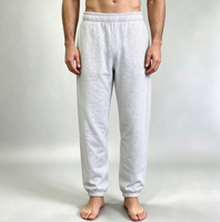 Pantalon de jogging thermique gris uni brodé élastique sans cordon de serrage pour homme, anti-plis