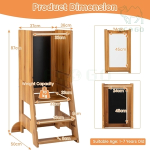 Educational Toys Wooden <b>Foldable</b> Toddler Climbing Ladder Standing Tower <b>Step</b> Stool Montessori Learning Tower for Kids - Product Image 4