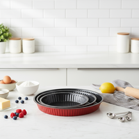 Moule à gâteau et à tarte rond en métal jetable, résistant à la chaleur, compatible four et lave-vaisselle, en acier épais, pour usage domestique et en cuisine