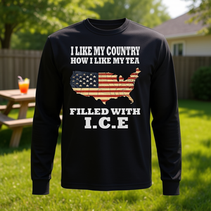 Me gusta mi país como me gusta mi té con hielo, camiseta de manga larga - Product Image 3