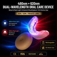 Appareil de soins bucco-dentaires à LED à double longueur d'onde 460 nm 620 nm, lumière bleue et rouge, embout buccal intra-oral pour la santé des gencives, utilisation à domicile OEM