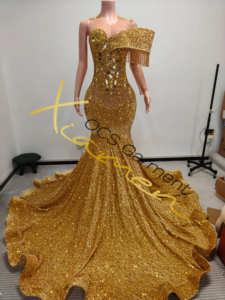 Ocstrade MOQ 1 PZ Abito <span class=keywords><strong>da</strong></span> <span class=keywords><strong>Sera</strong></span> Aderente Dorato Fatto a Mano per <span class=keywords><strong>Donna</strong></span> con Applicazioni in Strass Personalizzato con Lungo Strascico Arancione Elegante Abito <span class=keywords><strong>da</strong></span> Cerimonia - Product Image 3