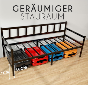 Ensemble de meubles de chambre à coucher canapé-<span class=keywords><strong>lit</strong></span> en métal au design moderne noir avec lieu de rangement, cadre de <span class=keywords><strong>lit</strong></span> de qualité stable - Product Image 5