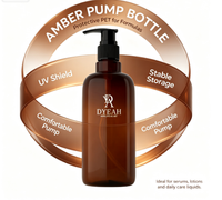 Bouteille pompe à lotion PET marron 500 ml avec logo personnalisé, protection UV, vide, pour huile essentielle, après-shampoing, emballage cosmétique