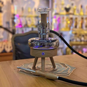 <span class=keywords><strong>Chicha</strong></span> Soucoupe Volante en Bois Massif avec Interrupteur Tactile, Lumière LED Technique, Atmosphère Métallique, Narguilé, en Stock - Product Image 2