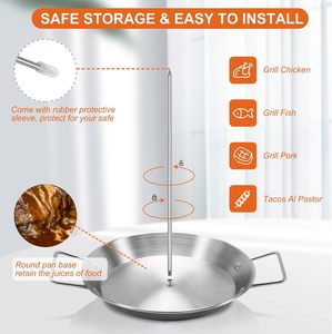 Kit de support vertical <span class=keywords><strong>pour</strong></span> broche à brochettes en acier inoxydable 6-8 avec pointes amovibles, brosses en silicone, four, barbecue, grill - Product Image 3