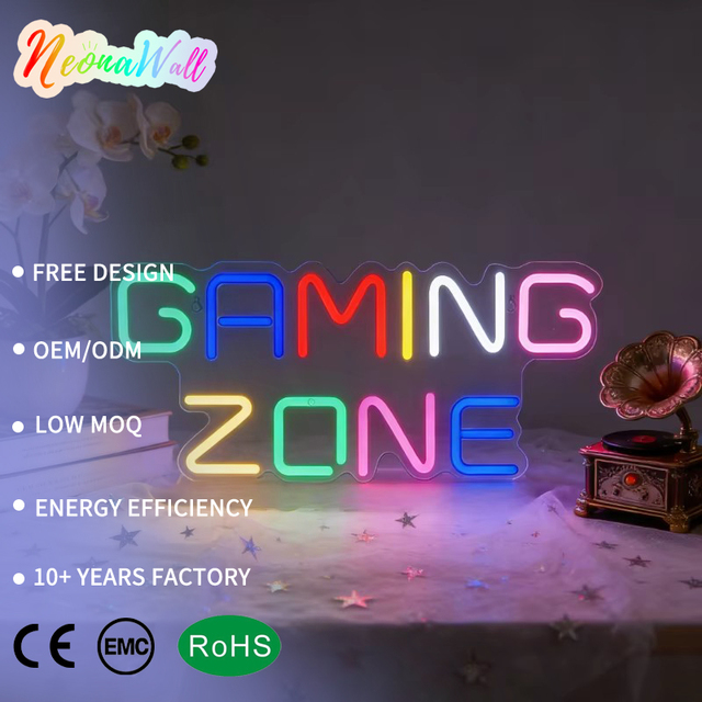Neonawall Custom Gaming Zone LED Neon Sign IP65 Rated 2-Year Warranty Dimmable Wall Light for Home Bar Game Room Bedroom Party