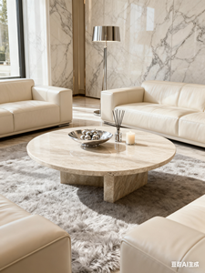 Tavolino <span class=keywords><strong>da</strong></span> Salotto in Marmo Nordico, Tavolino <span class=keywords><strong>da</strong></span> Letto per Soggiorno e Camera <span class=keywords><strong>da</strong></span> Letto in Marmo Moderno, Set di Tavolini <span class=keywords><strong>da</strong></span> Caffè in Travertino per Divano e Esterni, Tavolino Laterale Piccolo - Product Image 5