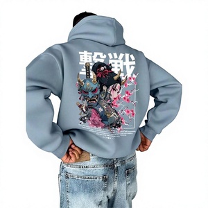 Sweat-shirt à capuche surdimensionné en coton épais pour homme, imprimé personnalisé, style streetwear décontracté - Product Image 5