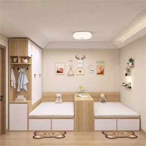 Ensemble de meubles commerciaux modernes à prix compétitif Lit double en bois Armoire de rangement pour petit appartement et location Airbnb - Product Image 2
