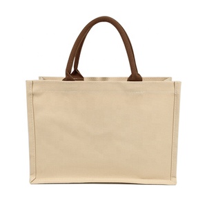 Sac fourre-tout en toile de Jute, Film plastique épais laminé de haute qualité imperméable à l'eau voyage plage shopping - Product Image 1