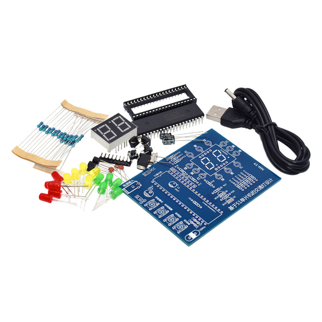 DIY Electronic Traffic Light Controller Kit STC89C52 Microcomputer Chip Skills Training Contest Educational Lab for Students