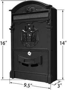 Boîte aux lettres d'extérieur murale vintage Boîte aux lettres en aluminium pour la construction - Product Image 4