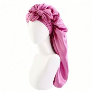 Bonnet de nuit et de protection capillaire long en satin avec logo personnalisé et queue ajustable pour femme adulte, idéal pour une utilisation quotidienne en extérieur, toutes saisons - Product Image 5