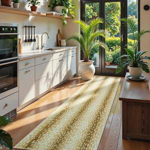 Nouveauté 2025 Tapis de couloir en fausse laine à imprimé animal bohème 2,6x8 pieds Khaki Antidérapant Résistant aux taches Tapis de cuisine pour salon - Product Image 6