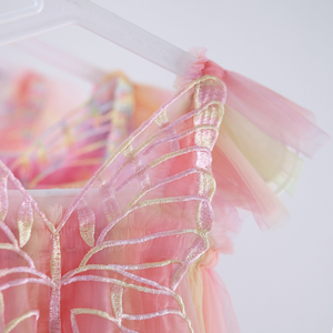 키즈 나비 날개 원피스 1-7T 어린이 무지개 소녀 투투 원피스 2024 어린이 넥타이 염색 공주 원피스 무지개 유아 여름 프록 - Product Image 4