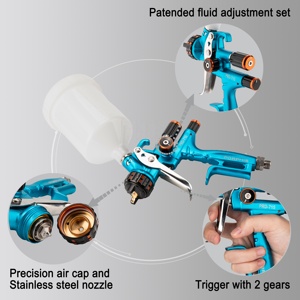 Porphis PRD-715 pistola de gravedad tốt atomization và thống nhất apraying ô tô súng phun với vòi phun bằng thép không gỉ - Product Image 3