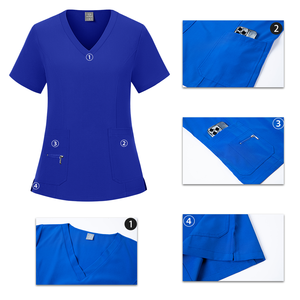 Anti rughe scrub medico chirurgico dentista veterinario pigiama infermiere forniture da <span class=keywords><strong>lavoro</strong></span> top e pantaloni set uniforme per le donne medico - Product Image 4