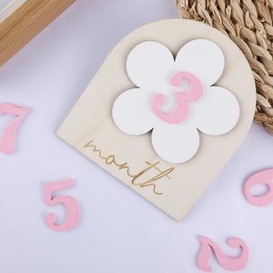 Tarjetas de madera para marcar los <span class=keywords><strong>meses</strong></span> del bebé de 1 a <span class=keywords><strong>12</strong></span> <span class=keywords><strong>meses</strong></span>, accesorios para fotos de recién nacidos, tarjetas de anuncio de nacimiento para baby shower, registro de crecimiento - Product Image 3