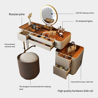 Table de maquillage avec miroir éclairé au design moderne et durable, avec tiroirs de rangement, meubles pour appartement et chambre à coucher