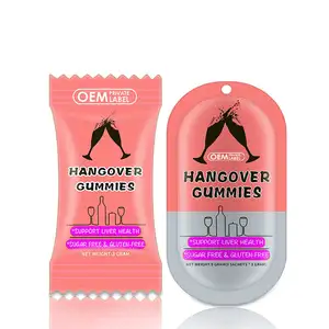 OEM Label pribadi Hangover Gummies Vegan Liver Detox Anti Hangover Gummies untuk Hangover Vitamin permen setelah obat alkohol
