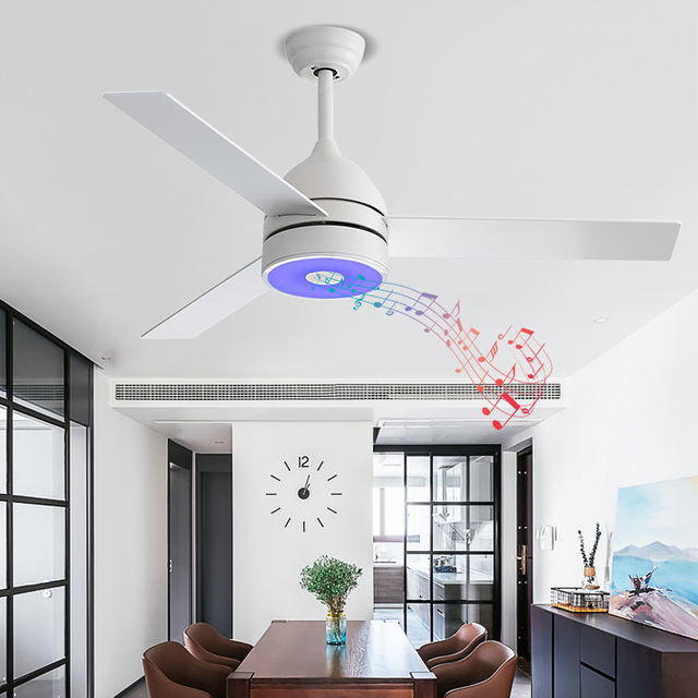 Modern Design LED Ceiling Fan Light DC Motor for Bluetooth Speaker Remote Control Plywood for Living Room Price