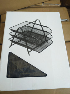 Black Office Home School 3 Tier Document Tray Metal Paper Document Holder <b>Organizer</b> Desk Desk Letter Tray - Product Image 5