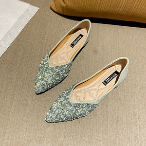 Women's Casual <strong>Flat</strong> <strong>Shoes</strong> with Pointed <strong>Green</strong> Slip-On Closure Durable for Spring Summer Autumn Winter - Product Image 1