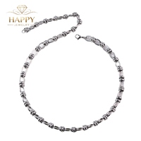 Collier et bracelet en chaîne à maillons ovales en acier inoxydable pour la mode hip-hop, idéal pour hommes et femmes