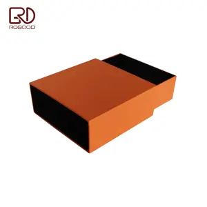 ROGOOD Black Velvet Lined Inside Sleeve Orange Color 90*90*37mm Rigid Cardboard match box style drawer Jewelry box P1901