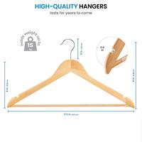 1 Cintre de rangement en bois naturel antidérapant et indéformable pour vêtements, manteaux et pantalons