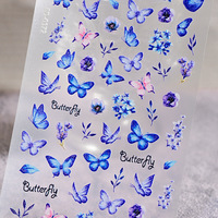 5D en relief Sakura fleur Nail Art autocollants lavande/Rose/feuilles ongles décalcomanies printemps fleur fleur manucure décoration