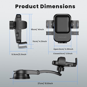 Support de téléphone de voiture 2-en-1 en ABS personnalisé avec logo OEM, fixation par ventouse stable, rotatif à 360 degrés, support à clip unique, compatible avec les appareils de 4,7 à 7 pouces - Product Image 5