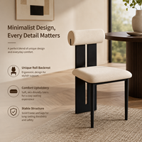 Minimalistischer Esszimmerstuhl mit Rollbarer Rückenlehne - Ergonomische Weiche Polsterung & Stabiler Massiver Rahmen für Zuhause, Hotel, Café