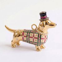 Breloques mignonnes en cuivre en forme de chien teckel, pendentifs colorés de chiot de dessin animé pour la fabrication de colliers et de porte-clés DIY