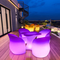 Ensemble de table de bar d'extérieur en plastique moderne avec éclairage LED pour cuisine, hôtel, restaurant, usage commercial