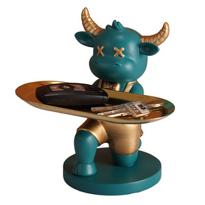 ถาดตกแต่งรูปวัวสุดสร้างสรรค์ สำหรับเก็บเครื่องสำอาง ของตกแต่งบ้าน ดีไซน์ร่วมสมัย ทำจากเรซินสังเคราะห์ ลายสัตว์ รูปทรงไม่สมมาตร - Product Image 5