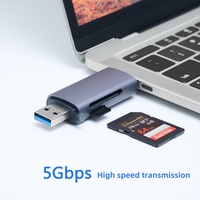 Pembaca kartu memori mikro usb 3.0/tipe C, Hub Aluminium 4-In-1 5Gbps 2 TB, adaptor OTG Flash Drive PC Laptop ponsel eksternal