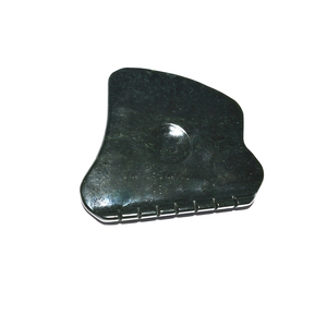 Pierre de massage Guasha Gua Sha, en Jade, verte foncé, 1 pièce, pour le visage - Product Image 1