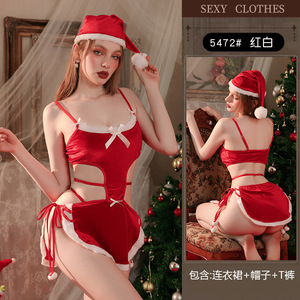 Qianxiu Huaying Lingerie Robe de Noël sexy, chemise de nuit, uniforme de jeu de rôle féminin, tenue de Nouvel An séduisante 5472 - Product Image 1