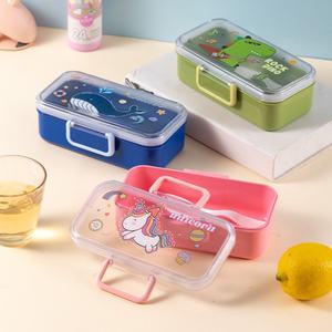 Lonchera Bonita Apta para Microondas, Libre de BPA, con 2 Compartimentos, Contenedor de Alimentos Bento de Plástico Reutilizable para Niños <span class=keywords><strong>y</strong></span> Estudiantes - Product Image 5