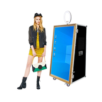 Flight case Miroir 65 Pouces Smart Mirror Photomaton Selfie Vidéo Accessoires Gratuits Moniteur Caméra et Imprimante Photo Booth Miroir