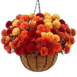 กระเช้าแขวนดอกไฮเดรนเยียสีส้มประดิษฐ์จากใยมะพร้าวสำหรับตกแต่งภายนอก - Product Image 1