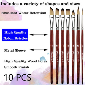 10 pièces rondes pointues appartements Filbert langue de chat ovale lavage poignard formes professionnel <span class=keywords><strong>aquarelle</strong></span> artiste <span class=keywords><strong>pinceau</strong></span> - Product Image 2