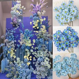 ดอกไม้ประดิษฐ์สีฟ้าอมเทา กิ่งเดี่ยว ดอกโบตั๋นผ้าไหม สำหรับตกแต่งงานแต่งงานและบ้าน - Product Image 5